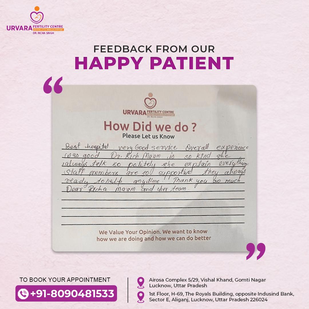 Happy Patient Feedback - Urvara Fertility Centre